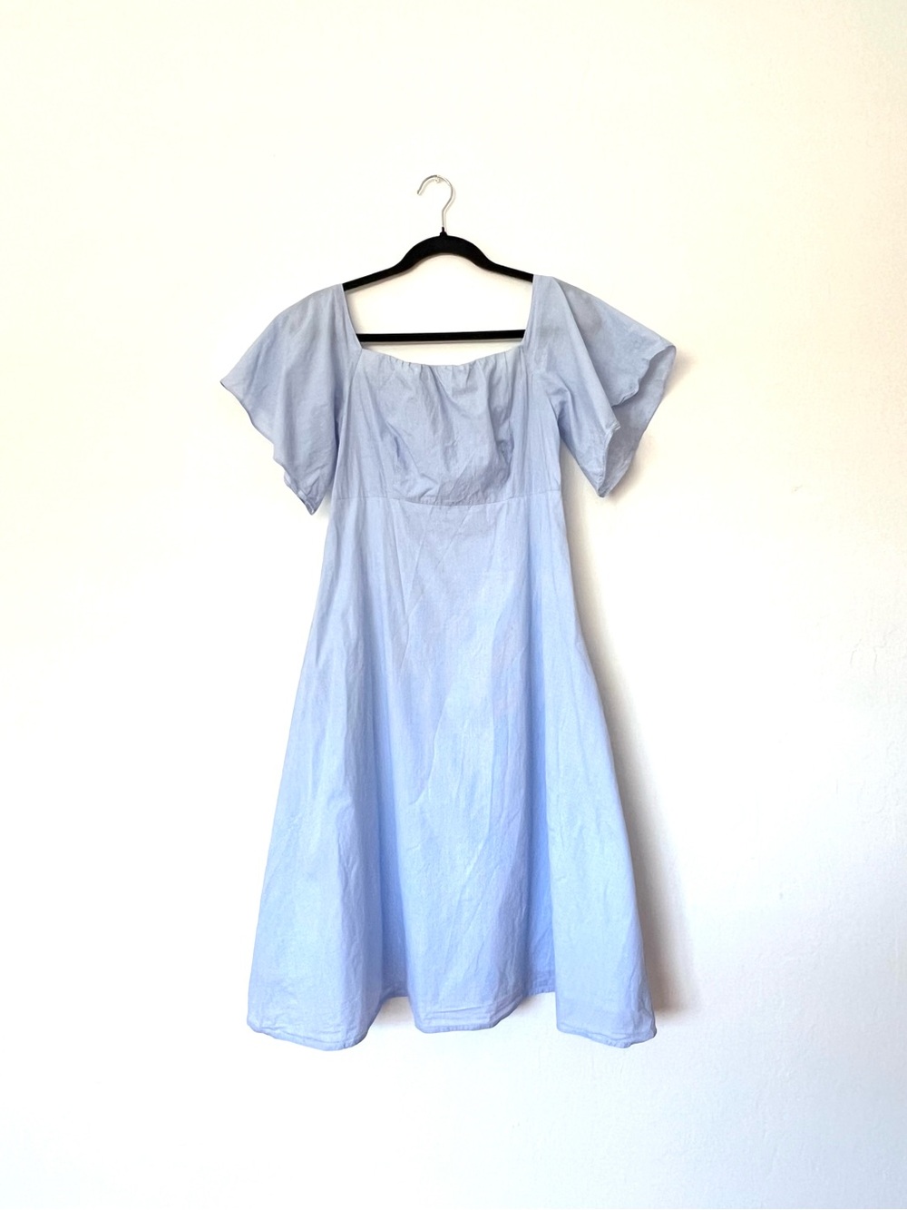 The Editor’s Market Pinstriped Flutter Sleeves Midi Dress
